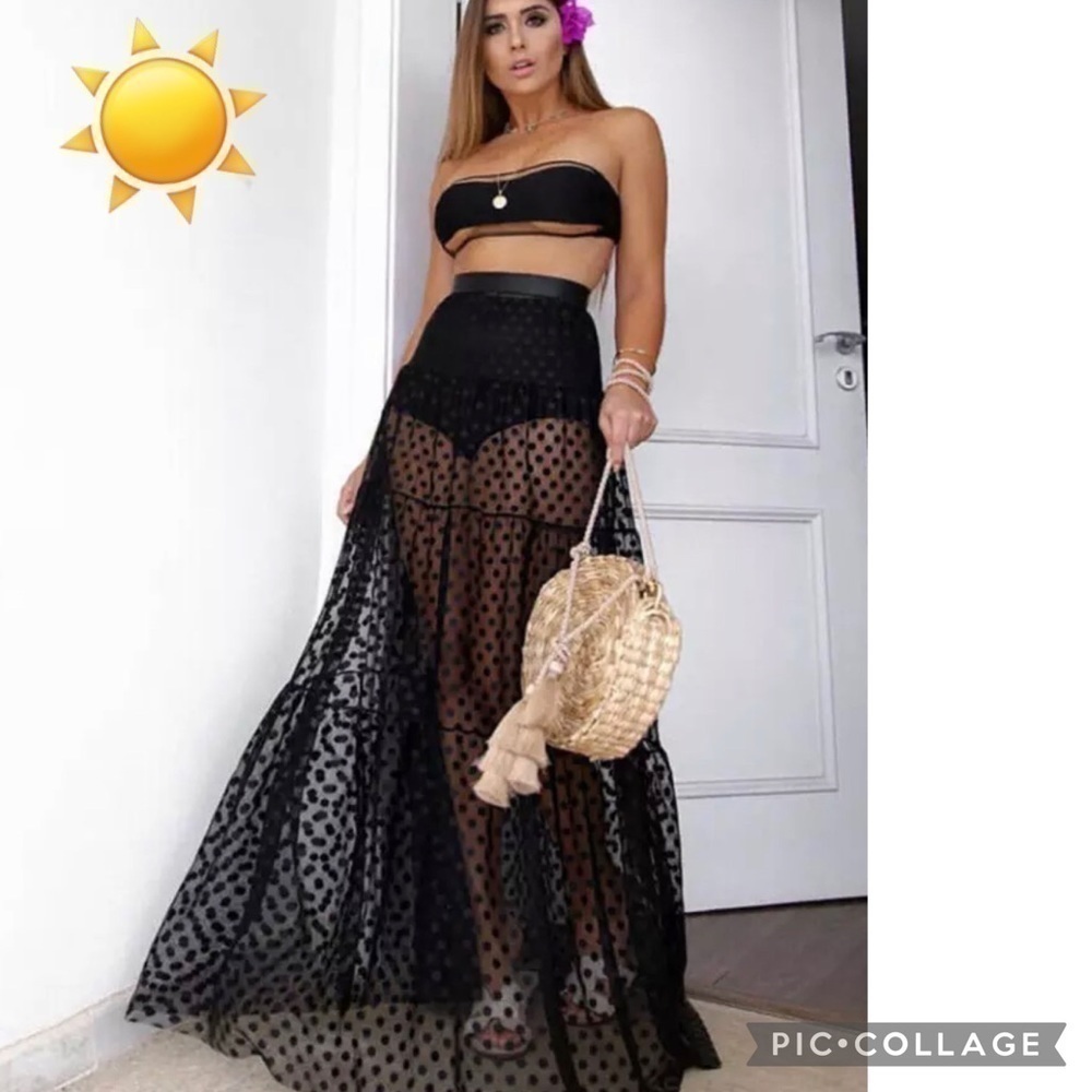 Ready for the Beach 🏖… Black Sheer Cover-Up Skirt
